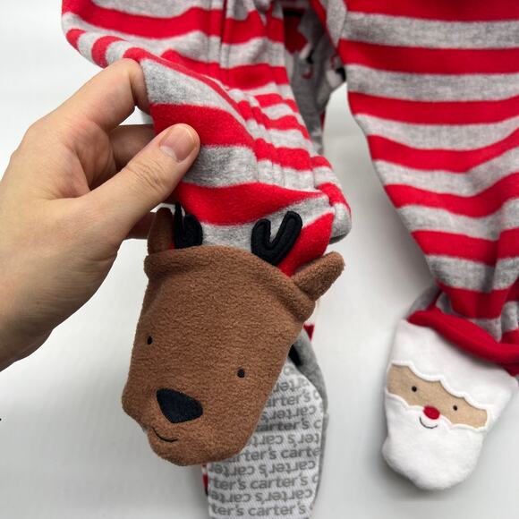 Carter’s Just One You Toddler Striped Santa Fleece Footed Pajama Size 18M - Picture 6 of 8